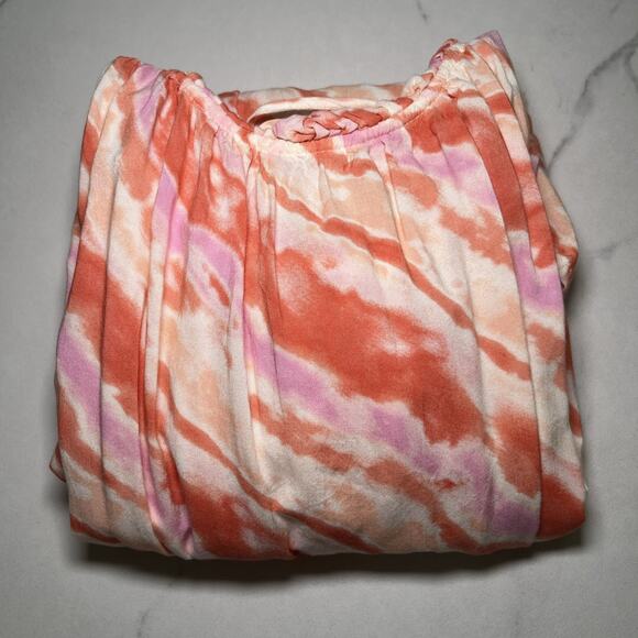 Lush Slip Midi Dress Tie Dye Boho Beach Resort Spaghetti Strap Tie Back Flowy M - Picture 14 of 14